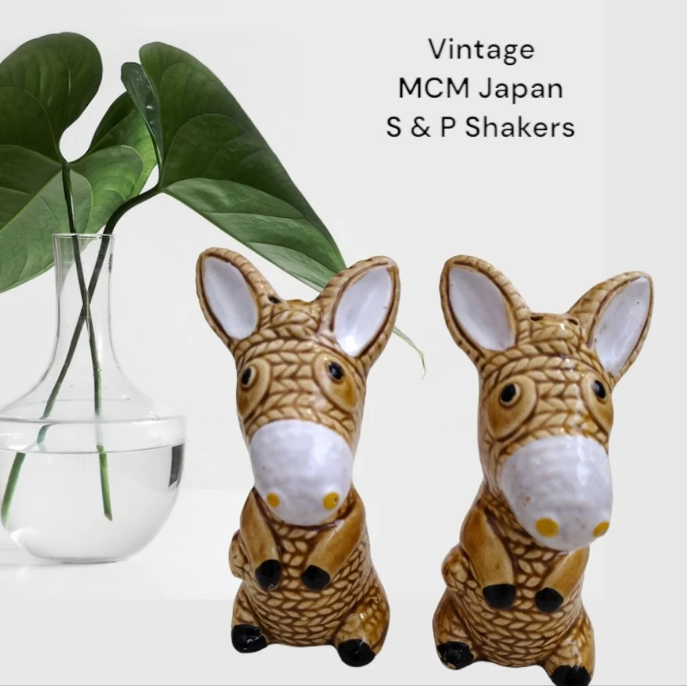 Vintage MCM Japan Rope Donkey Salt & Pepper Shakers